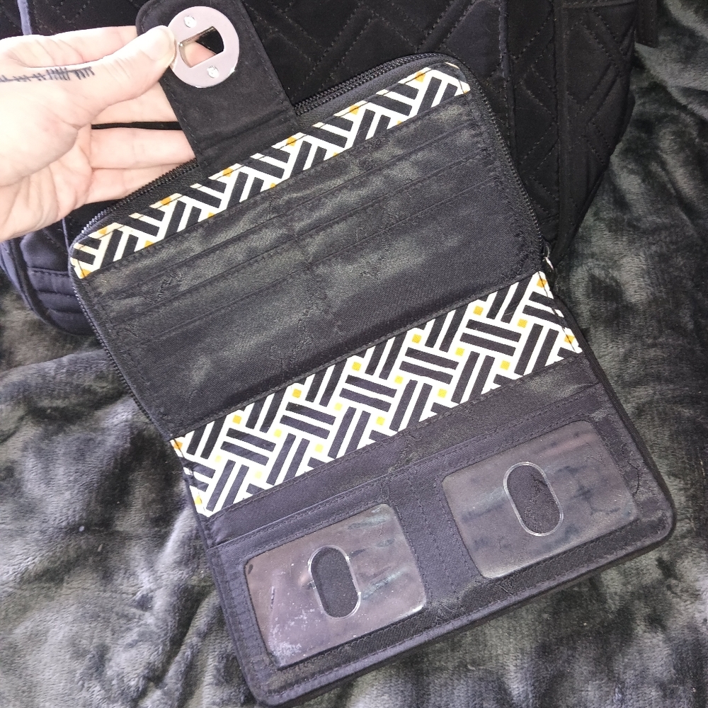 Limited Vera Bradley Black Quilted Backpack and Wallet Set - Picture 3 of 5